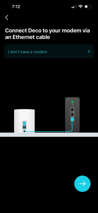 Deco App | Connect Deco to Modem prompt