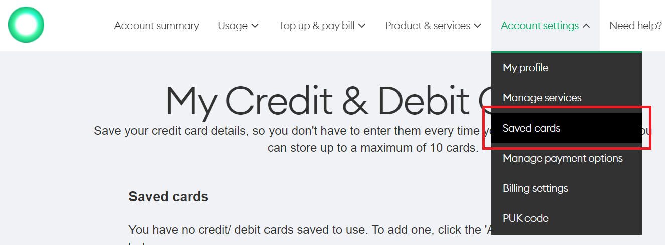 Screenshot_My One NZ_Account Settings Saved Cards