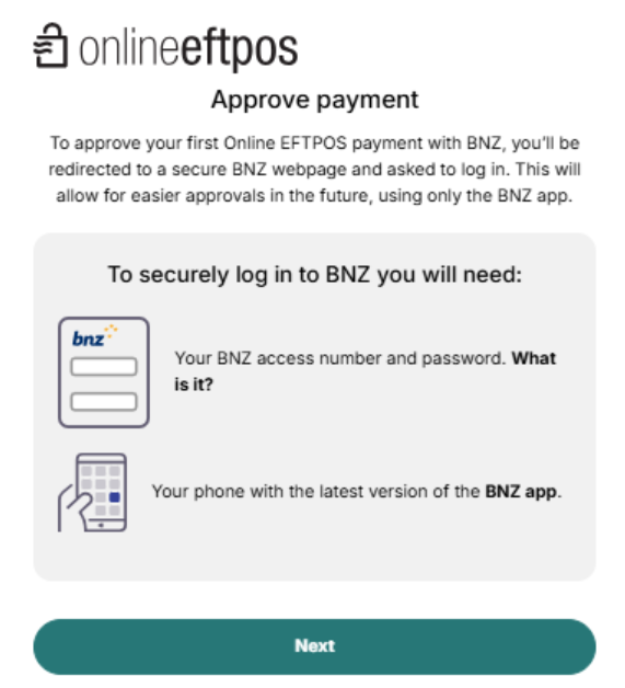 My One NZ Web Eftpos Approve Payment