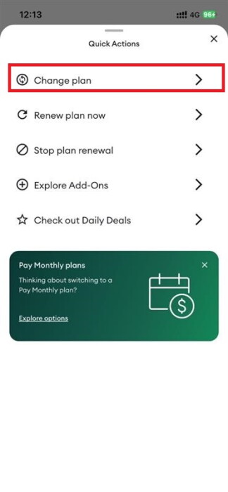 Screenshot My One NZ App Change Plan