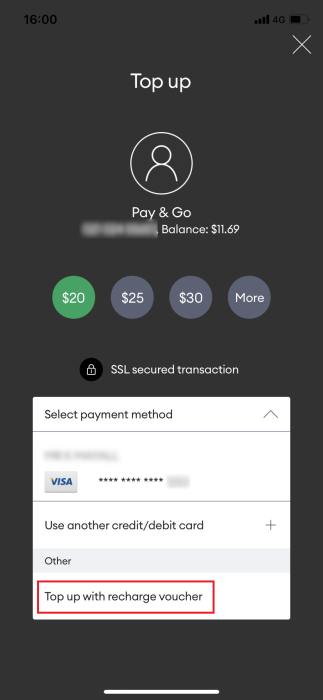 Screenshot My One NZ App Topup Voucher