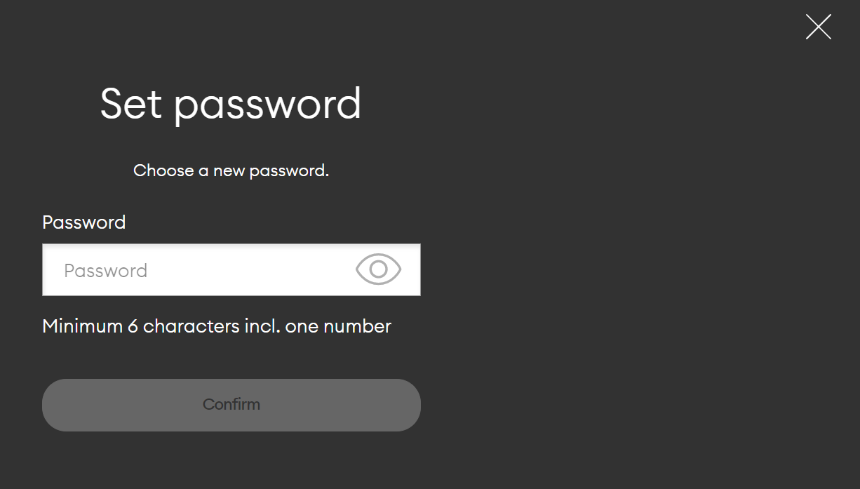 Screenshot My One NZ Web Set Password Screen