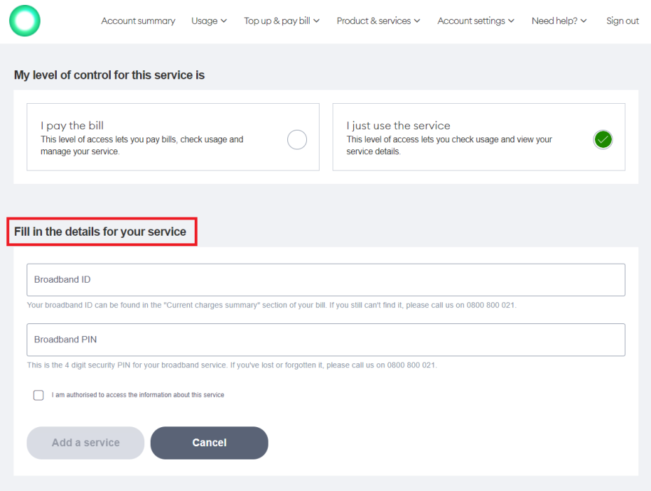 Screenshot My One NZ Web One NZ A Use the Service
