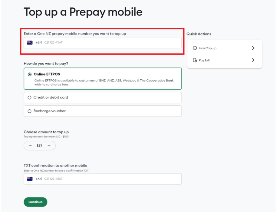 Top Up Prepay Mobile Online Number Field