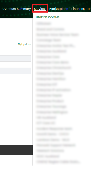 Partner Portal Services Tab