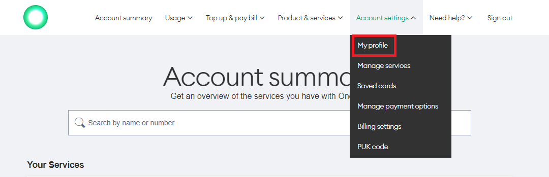 Screenshot My One NZ Web My Profile