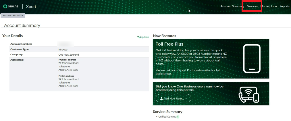 Xportal - Services Button