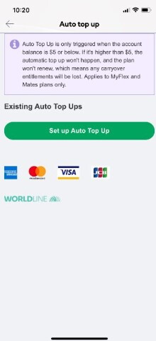 MyONZ App_Set Up Auto Top Up