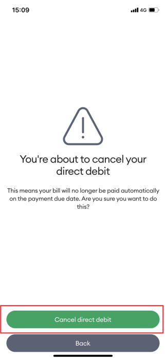 Screenshot My One NZ App Confirm Cancelation of DD
