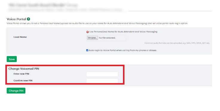 One Business with Webex Voicemail PIN reset