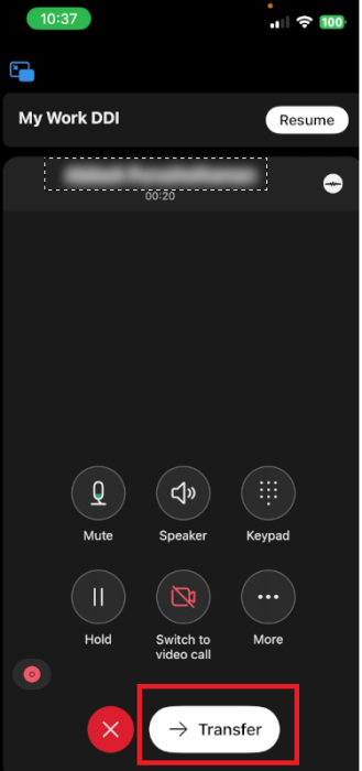 One Business Call Transfer Step